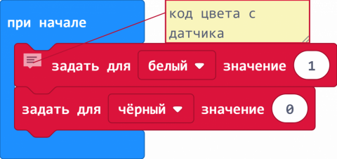 Кодировка цветов датчика следования по линии