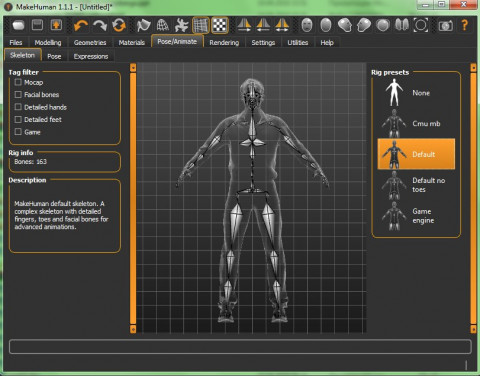 MakeHuman scelet